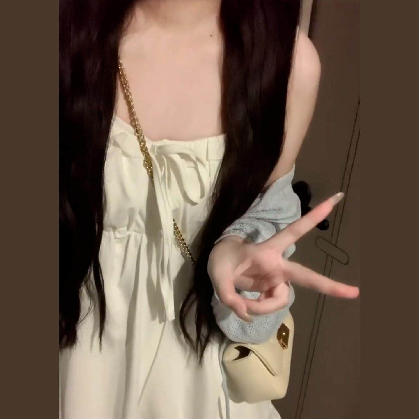 早春季小个子法式白色吊