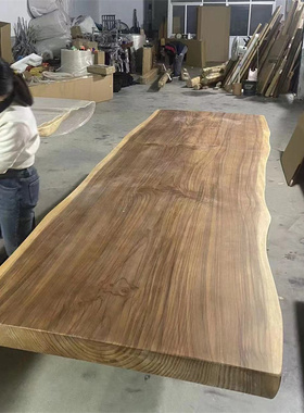 老榆木板原木实木松木板整张吧台板隔板定制大板桌面板办公桌餐桌