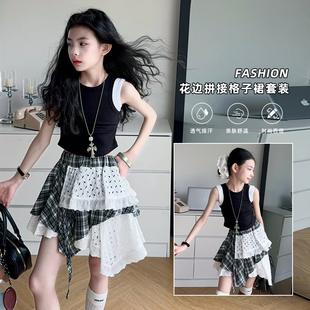 小众韩范 女童夏季 套装 甜美穿搭衣服流行ins风潮酷中大童童装 经典