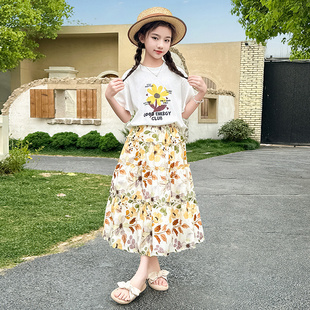 女孩夏季 夏潮舒适半裙ins风甜美潮童服饰少女 半身裙套装 网红潮款