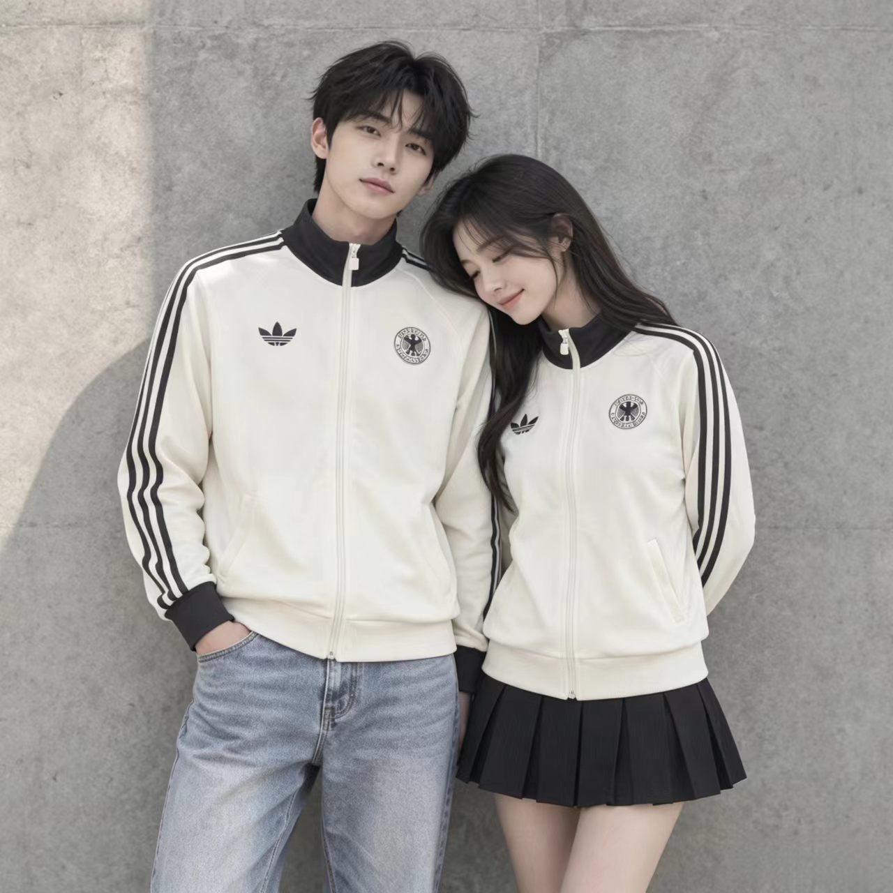 adidas阿迪达斯三叶草Originals Logo男款 立领拉链长袖夹克外套