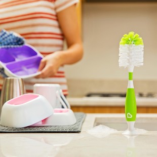 munchkin满趣健麦肯齐豪华奶瓶刷奶嘴刷洗奶瓶洗杯刷两用清洁刷