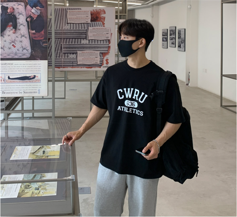 1005-2-T622-P35夏季港风男士宽松休闲简约百搭上衣短袖T恤,男装T恤,星座1005-2