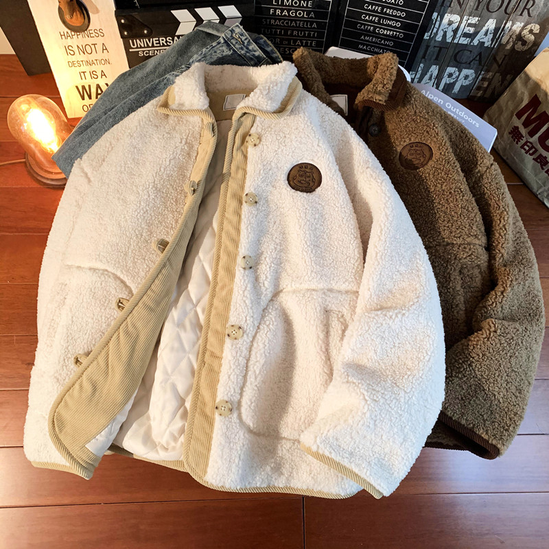 1005-2-LMF034-P135冬季羊羔毛棉服加厚宽松保暖洋气翻领棉衣,男装棉衣,星座1005-2