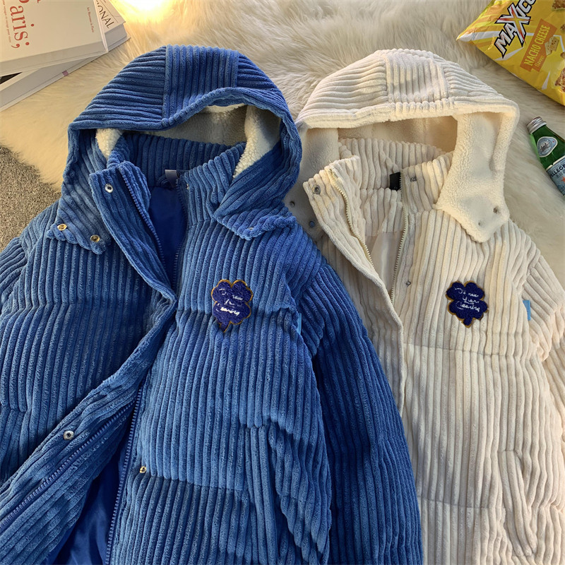 1005-2-LMF070-P128冬季港风男士加厚连帽灯芯绒棉服情侣上衣,男装棉衣,星座1005-2