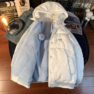 1005-2-LMF043-P145 冬季两面穿连帽加厚棉衣可爱羊羔毛宽松棉服图片