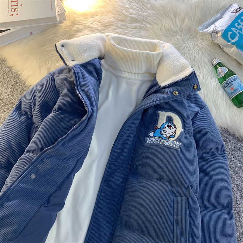 1005-2-LMF004-P128 哆啦A梦男立领冬季加厚情侣宽松灯芯绒棉服图片