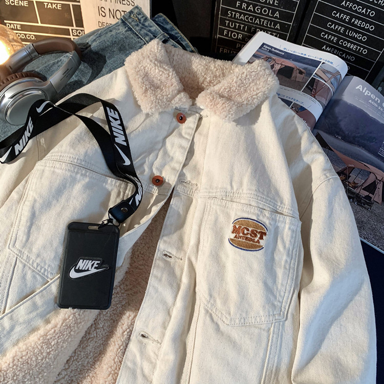 1005-2-LMF045-P135冬季羊羔毛牛仔外套男女加绒加厚棉服夹克,男装棉衣,星座1005-2