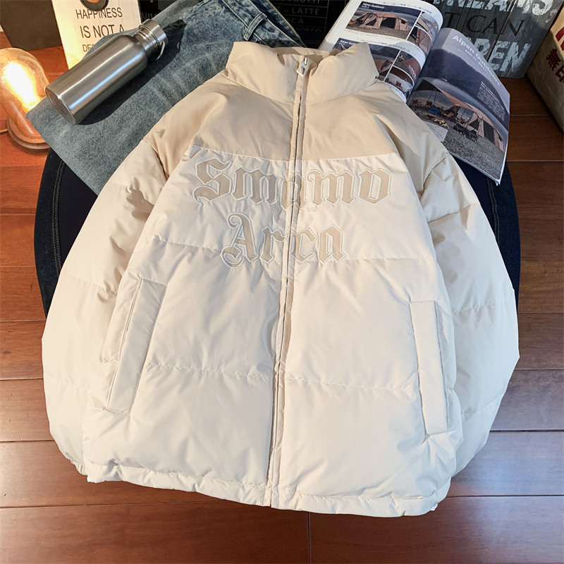 1005-2-LMF060-P128冬季港风男士拼色宽松加厚棉服男女情侣上衣,男装棉衣,星座1005-2