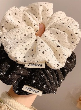 白色碎花大肠发圈女2025新款高级感韩系慵懒风丸子头扎头发头绳