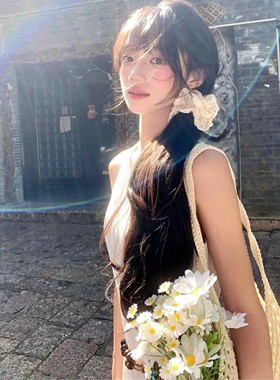 白色蕾丝大肠发圈女2025新款高级感韩系半扎发发绳扎马尾发绳头花