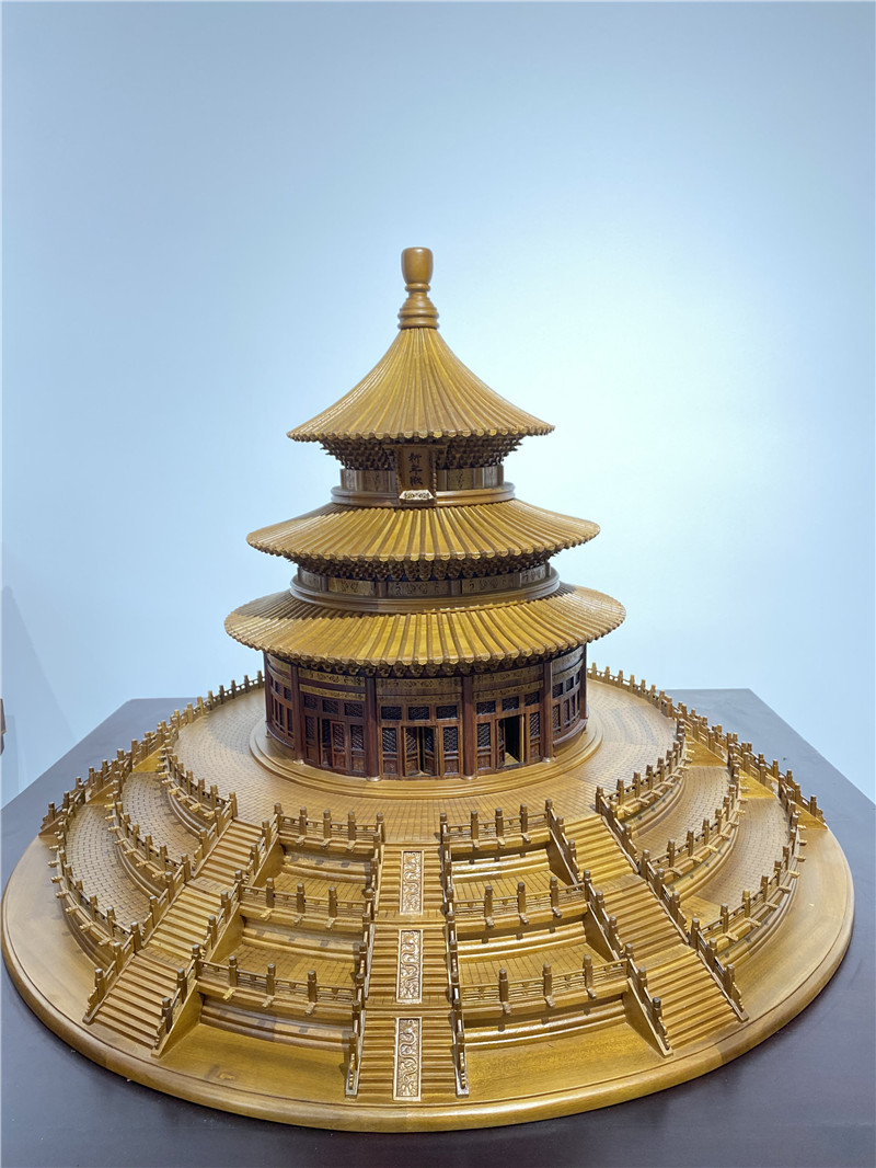 中式木雕古建筑天坛祈年殿木雕模型客厅办公室禅意摆件厂家直销