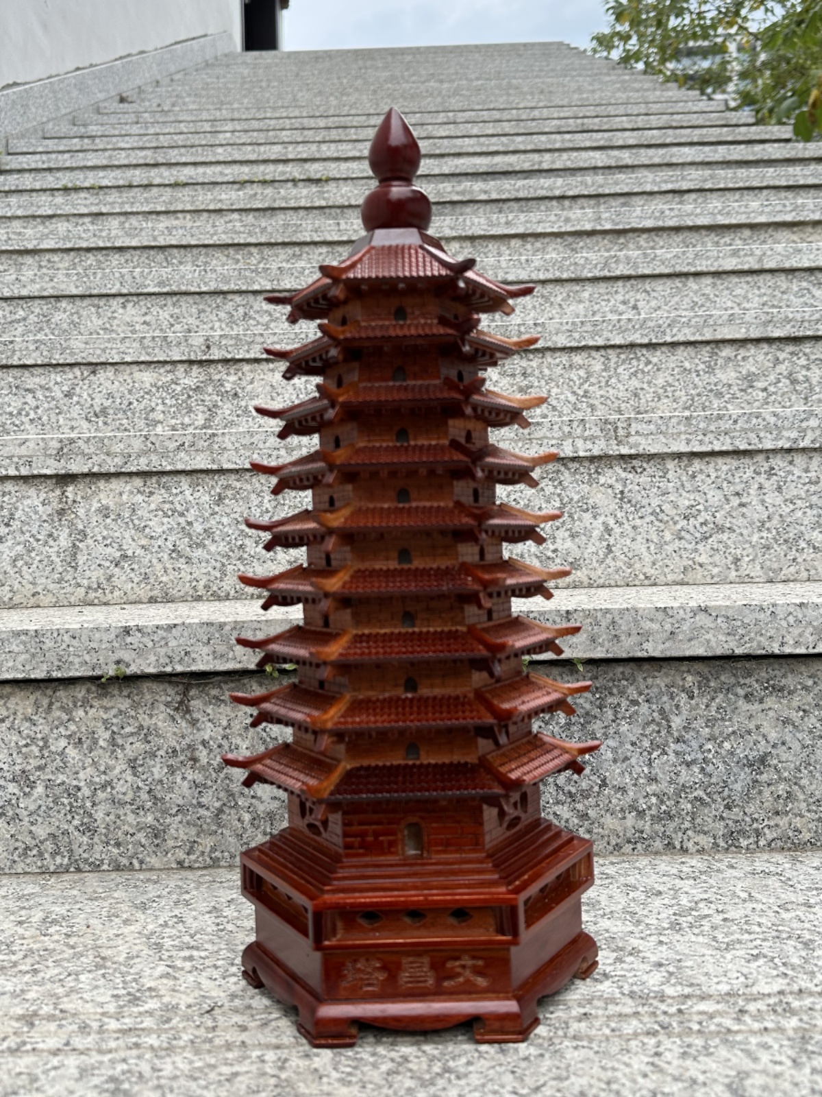 中式木雕古建筑模型应县木塔释迦塔文昌塔客厅办公室书桌摆件礼品