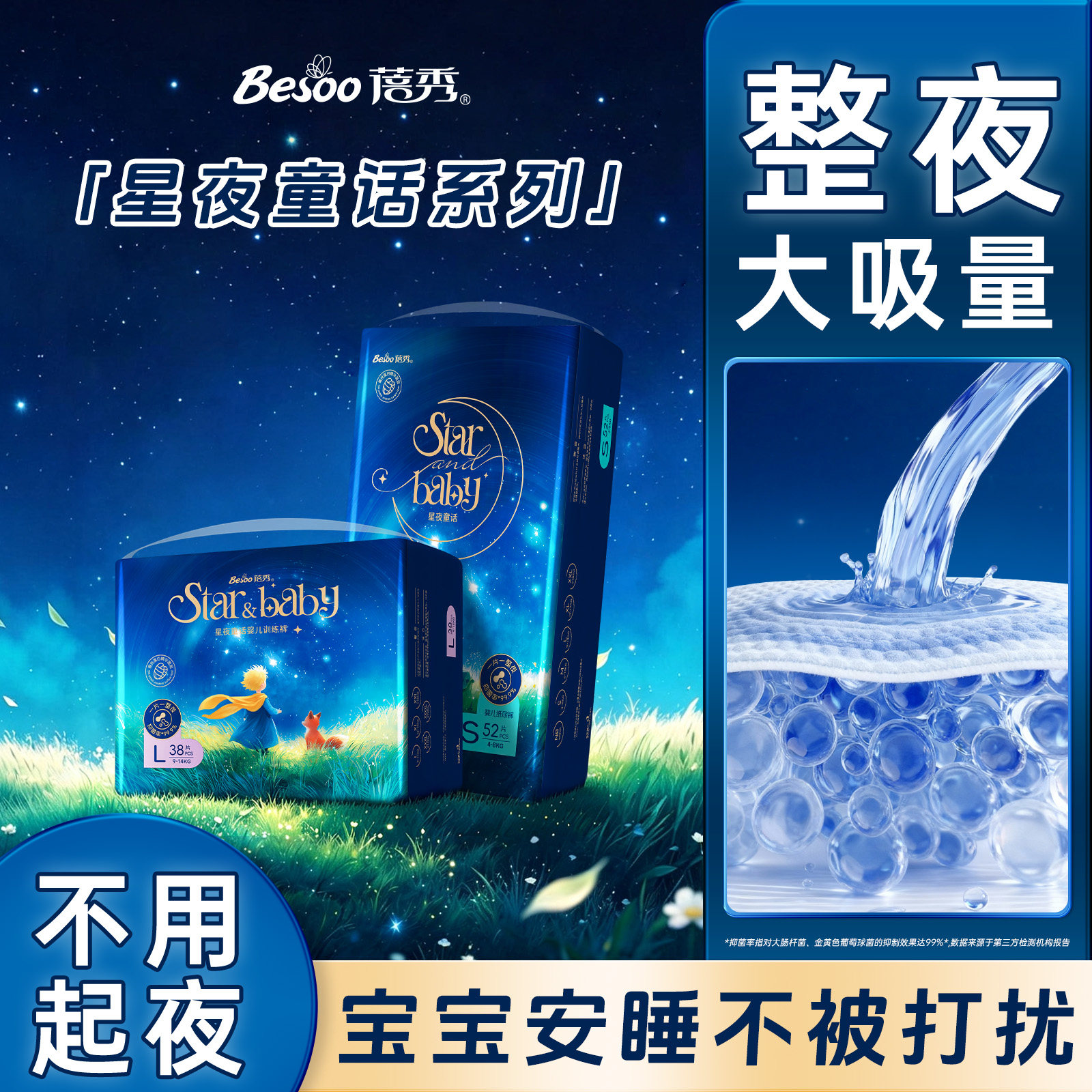 蓓秀星夜童话拉拉裤蚕丝蛋白尿片图片