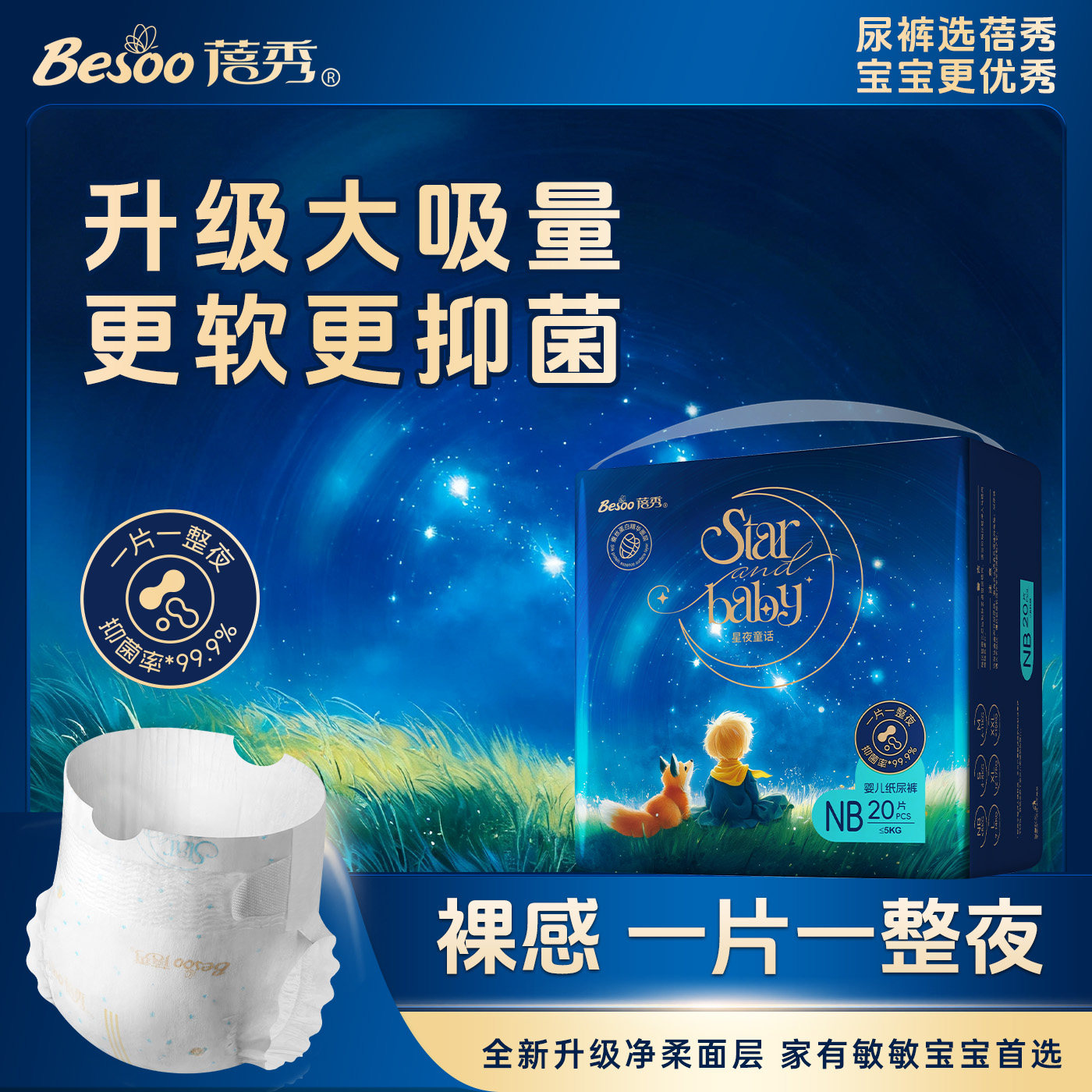 蓓秀星夜童话纸尿裤(NB码试用装)图片