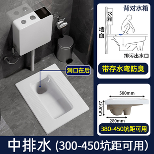 450短坑距中下中出水带弯蹲厕 400 梦鲸中排水蹲便器蹲坑300 350