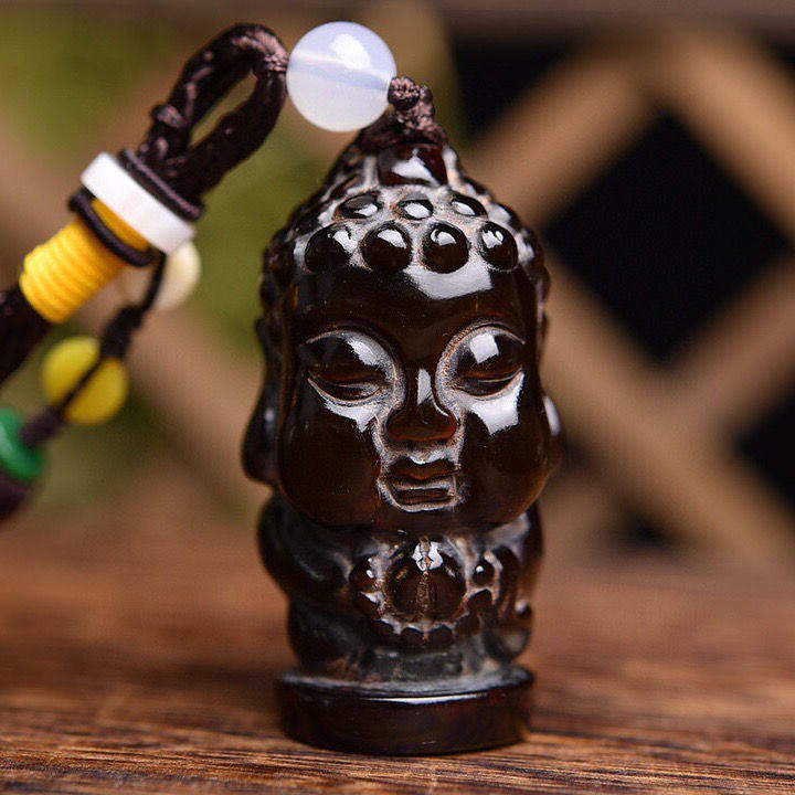 天然牛角雕刻件小佛僧手把件吊坠挂件钥匙扣小摆件收藏老物件