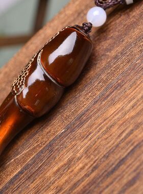 天然披毛犀牛角尖雕刻吊坠手把件工艺品小把件收藏手把件养生文玩