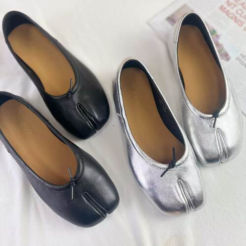 羊皮复古分趾猪蹄鞋女低跟平底浅口舒适单鞋小众设计瓢鞋001-18