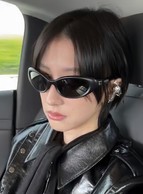 欧美复古新款发箍墨镜女装饰凹造型y2k防晒太阳镜骑行护目遮阳镜