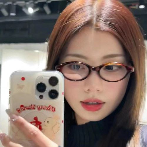 miu系书呆子眼镜女玳瑁扁圆框素颜近视可配度数复古眼睛框平光镜