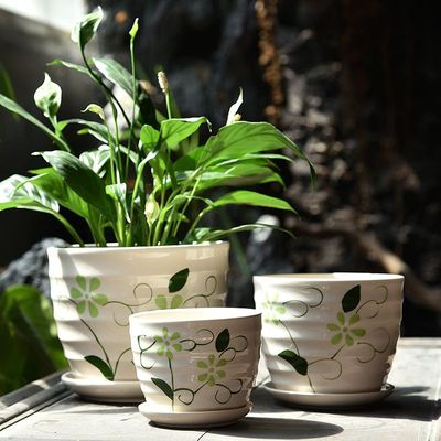 花盆陶瓷清仓特价带底托盘大号