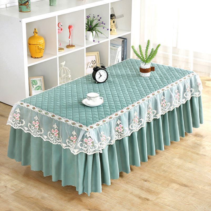 茶几桌布长方形全包防滑加厚茶几罩套客厅蕾丝布艺床头柜防尘罩套