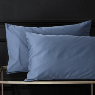 纯棉枕套100全棉一对装48cmx74cm单人蓝色枕头套一只装家用单个
