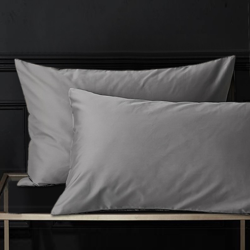 灰色纯棉枕套100全棉一对装48cmx74cm单个家用40x60整头枕头套