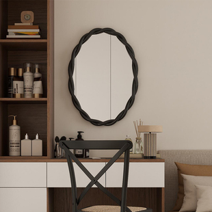 不规则奶油风智能浴室镜家居设计师挂镜民网红ins椭圆形化妆镜子