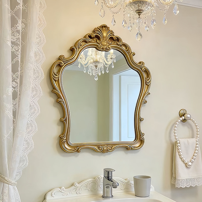 法式复古高档梳妆台化妆镜轻奢不规则背景墙装饰镜宫廷风浴室镜子,住宅家具,化妆镜,淘宝优惠券,粉丝福利购,淘宝优惠卷