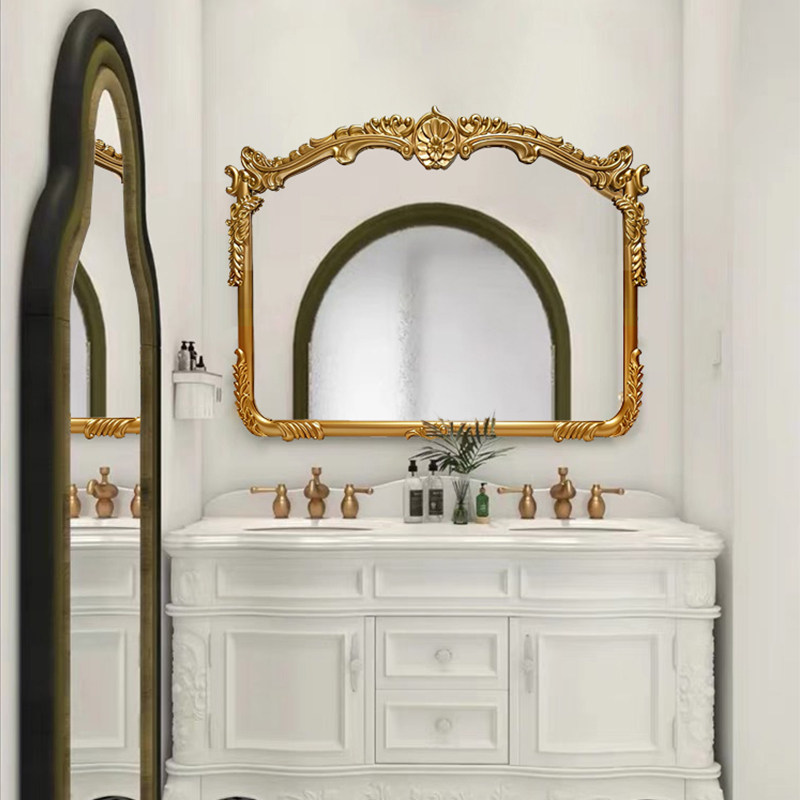 法式复古雕花餐厅装饰镜欧式led智能卫浴镜异形奢华挂墙式梳妆镜,住宅家具,化妆镜,淘宝优惠券,粉丝福利购,淘宝优惠卷