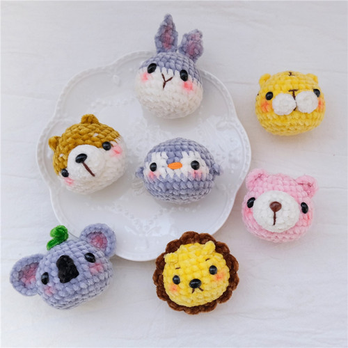 钩针手工diy材料包卡通毛绒挂件