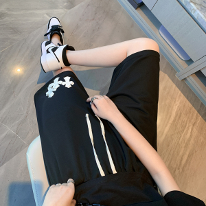 刺绣十字架短裤夏季潮外穿高街潮牌休闲运动五分裤K3074-P33图片