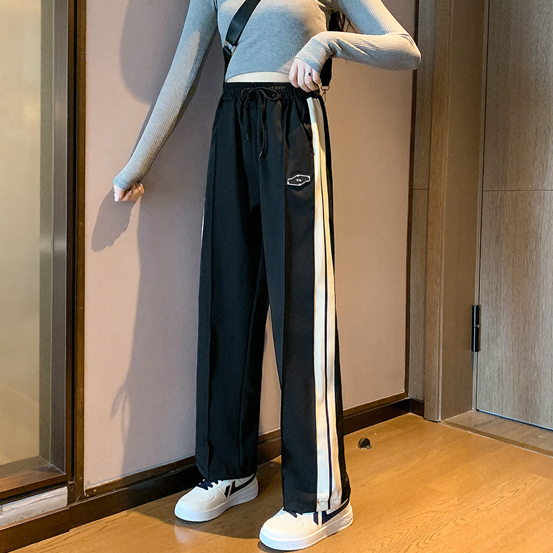 2023春季直筒宽松黑色运动裤子潮ins高街阔腿卫裤K2047-P35,男装休闲裤,电商B245A