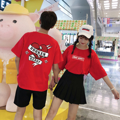 夏天短袖T恤圆领印花情侣装半袖M-4XL纯棉体恤T1085-P25量大优惠