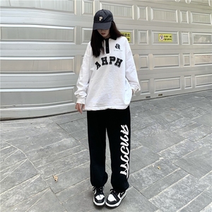 2023春季新款高街宽松直筒卫裤哈伦裤休闲运动裤子K2074-P35女类图片