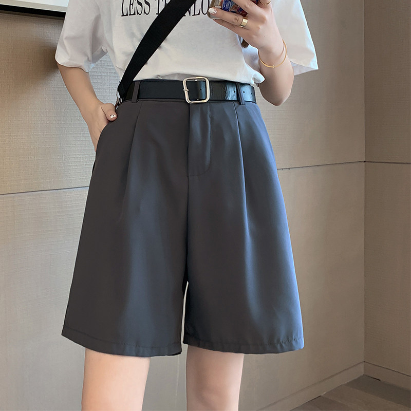 西装短裤夏宽松大码外穿高腰五分直筒港味休闲中裤K861-P30女类,女装休闲裤,电商B245A