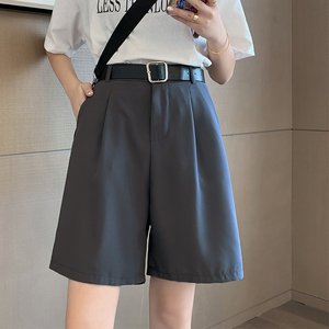 西装短裤夏宽松大码外穿高腰五分直筒港味休闲中裤K861-P30女类图片