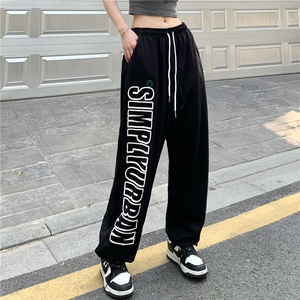 ins潮高街街舞hiphop百搭束脚嘻哈休闲宽松运动卫裤K2082P35女类图片