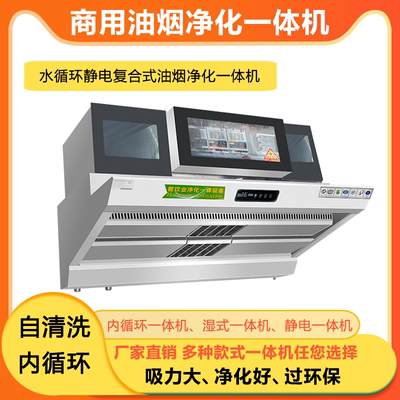 水溶式水循环油烟净化一体机商用厨房抽烟机净化器一体烟罩内循环