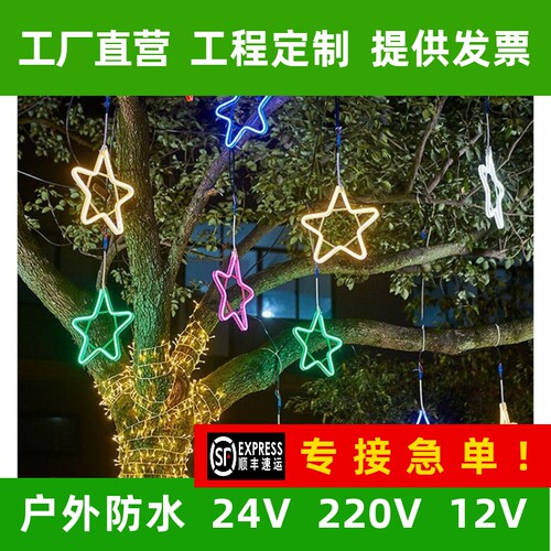 小彩灯闪灯灯串满天星灯户外防水树木亮化五角星星灯节日挂件装饰