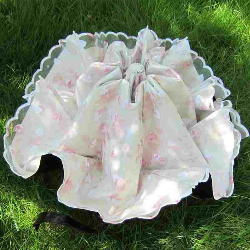 小清新太阳伞黑胶防晒防紫外线蕾丝遮阳女韩版双层折叠晴雨伞两用