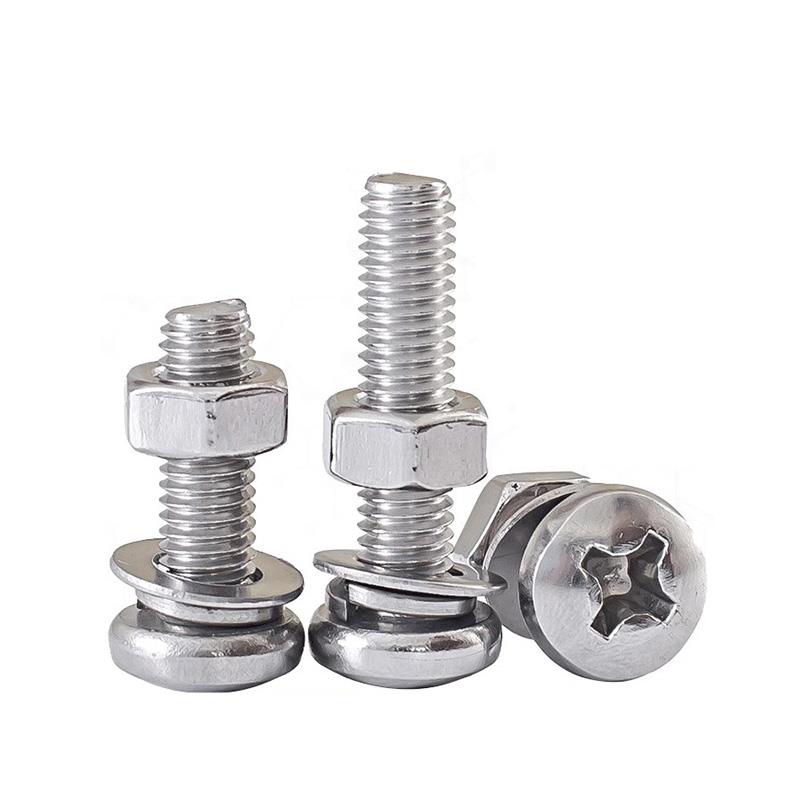 304不锈钢半圆头十字螺丝螺母螺帽螺栓螺钉垫片M3M4M5M6家用套装