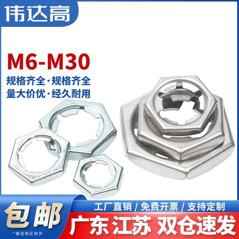 304不锈钢扣紧螺母316锁紧螺帽自锁防松螺丝帽M6M8M10M12M14-M30