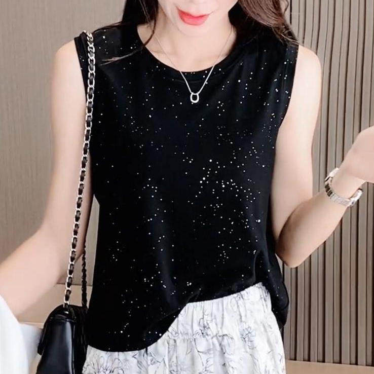 独特漂亮小衫背心打底2026新款星空亮片宽松T恤显瘦高级感女装