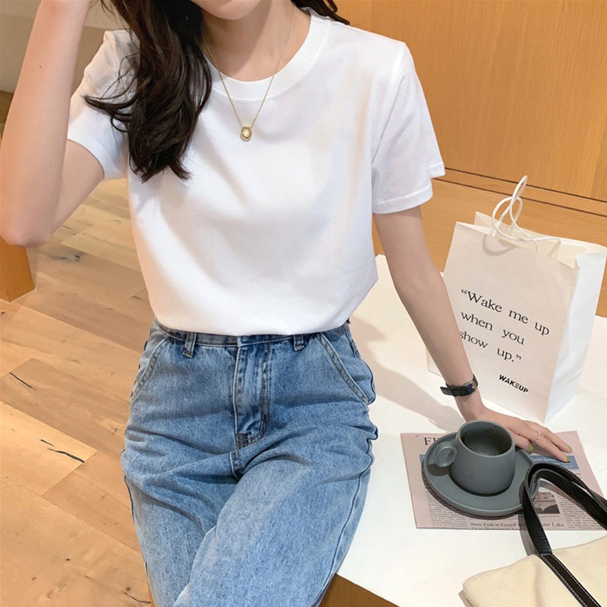 美式复古正肩重磅纯棉短袖t恤女2026新款宽松oversize打底衫上衣