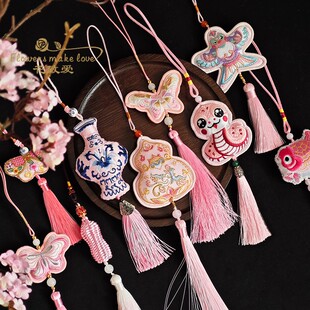 新年新款粉色系流苏挂件 年宵节福桶花束装饰挂饰手工diy搭配