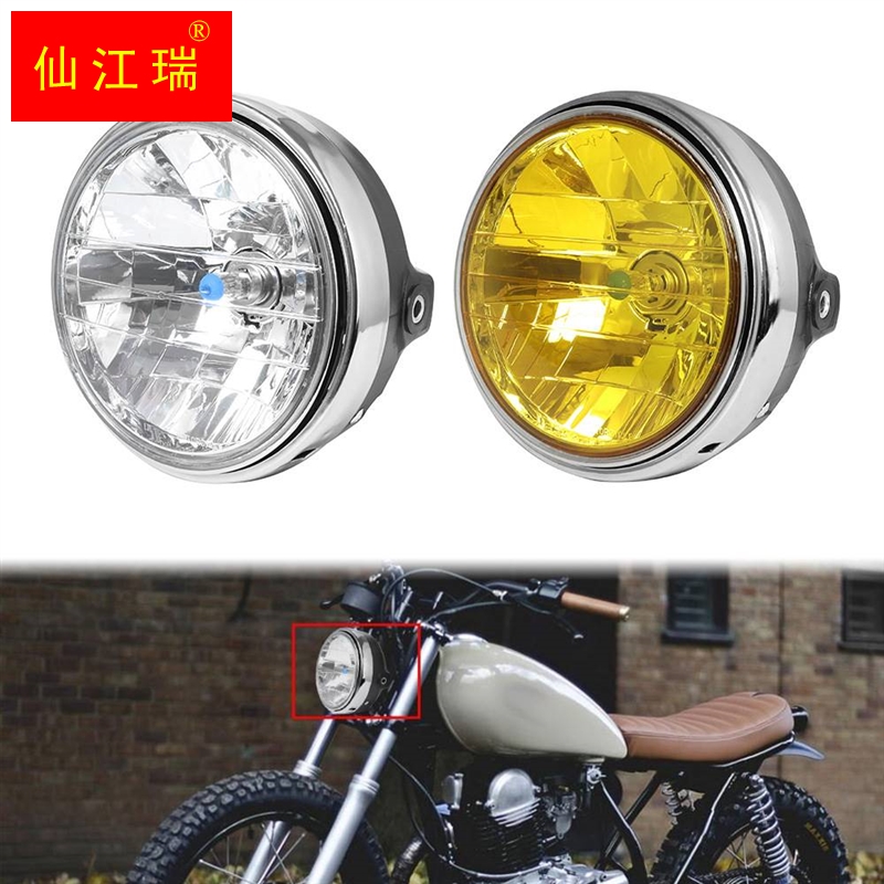 摩托车配件街车CB400/500/1300VTR250改装圆形水晶大灯前大灯总成