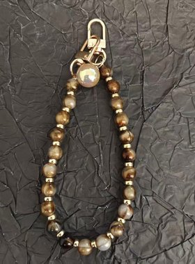 PBPR新款玛瑙亚克力高端串珠链条通用手机链短款手腕挂链